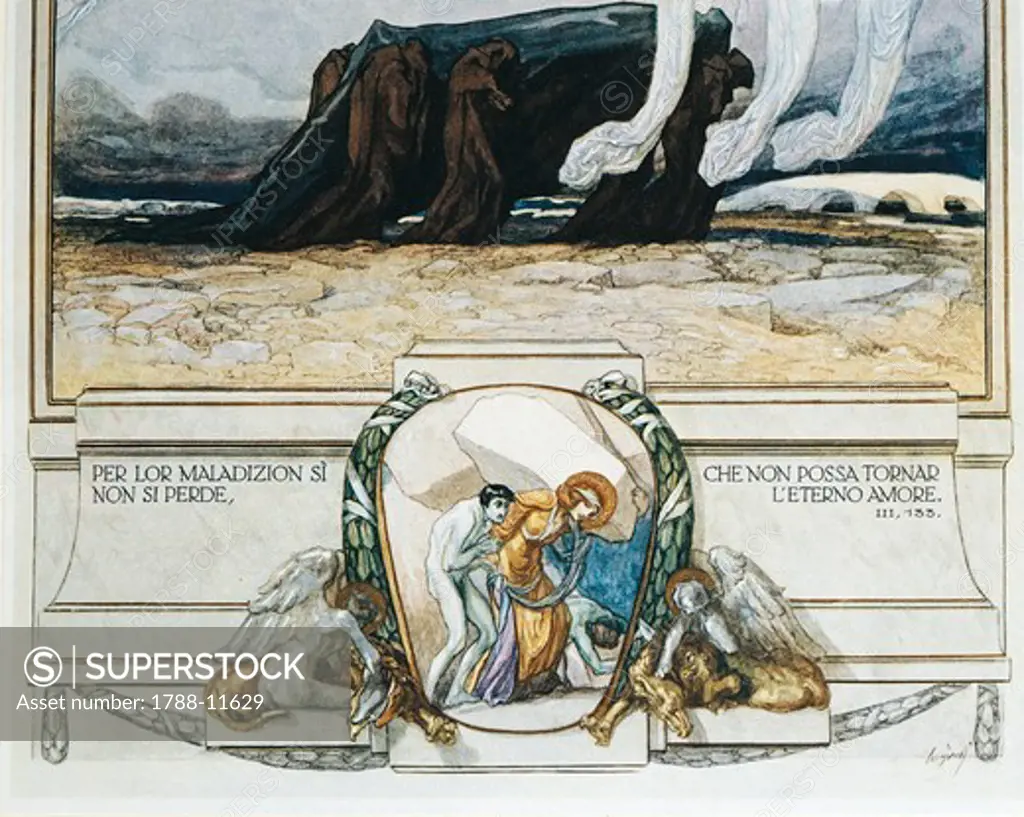 Austria, Vienna, Illustration of Dante Alighieri's Divine Comedy (Purgatory, Song III) by Franz von Bayros, detail