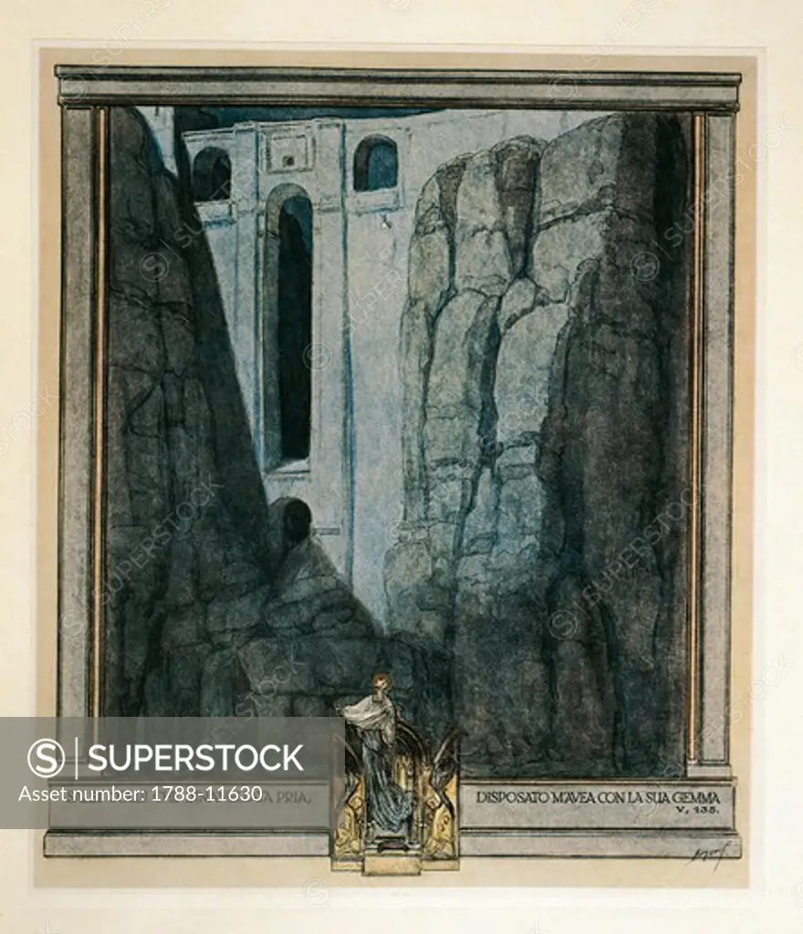 Austria, Vienna, Illustration of Dante Alighieri's Divine Comedy (Purgatory, Song V) by Franz von Bayros