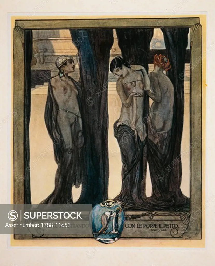 Austria, Vienna, Illustration of Dante Alighieri's Divine Comedy (Purgatory, Song XXIII) by Franz von Bayros