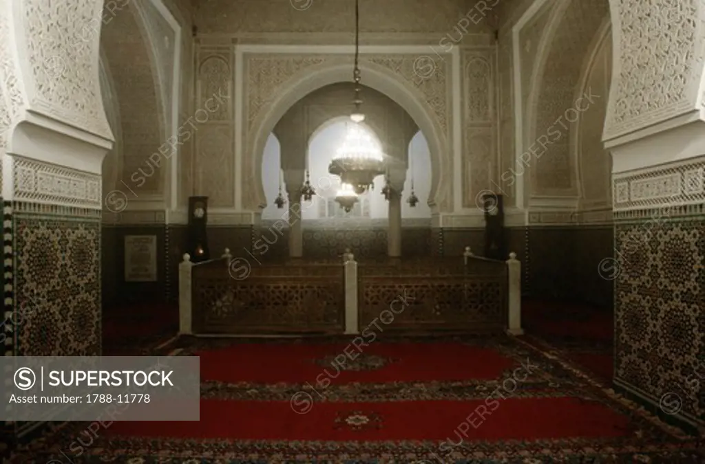 Morocco, Meknes, Mausoleum of Moulay Ismail, interior, shrine