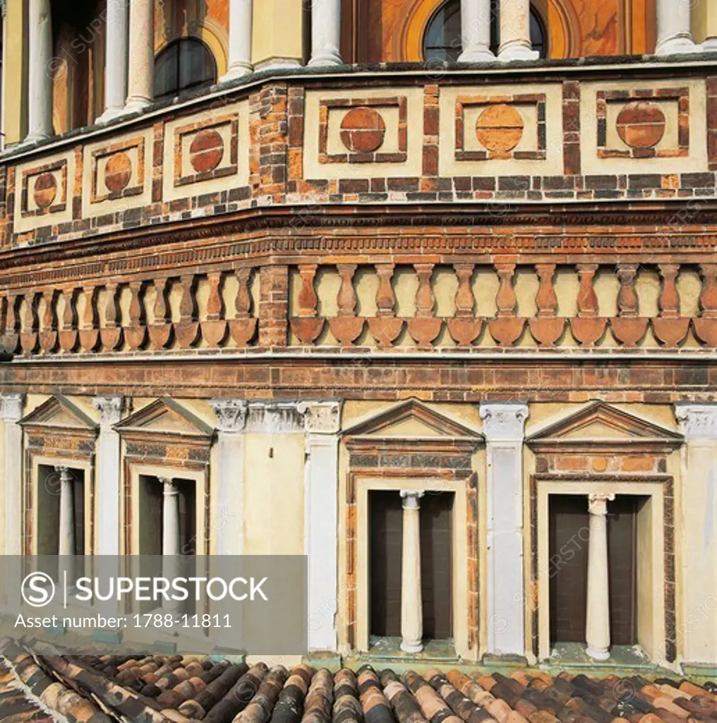 Italy, Lombardy, Milan, church of Santa Maria delle Grazie, apse by Bramante, 1492, detail