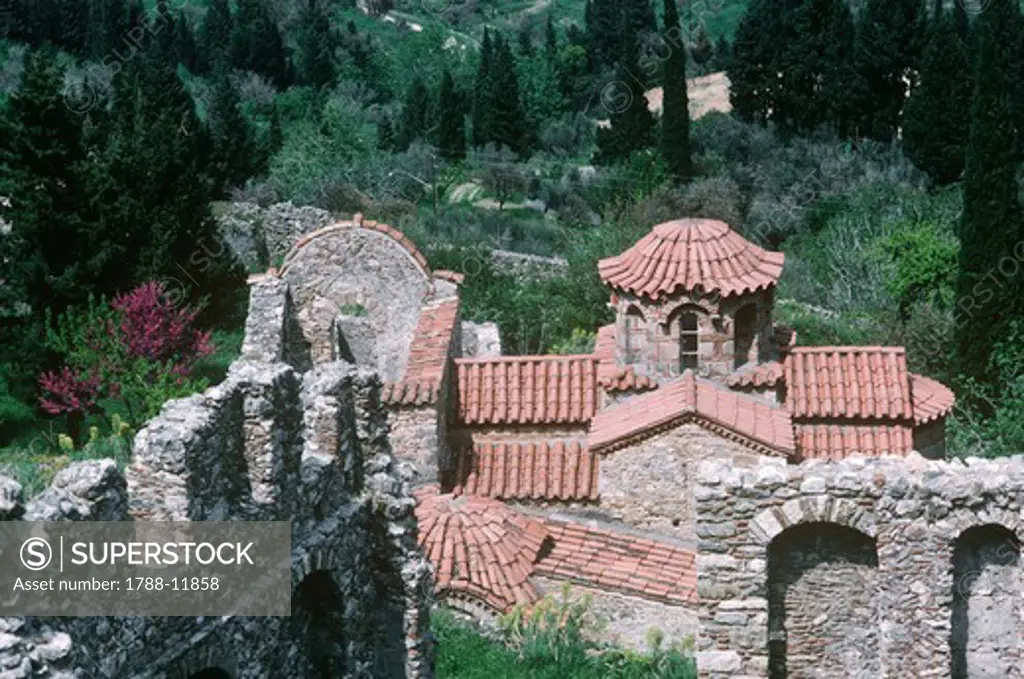 Greece, Peloponnese, Mystras, Church of Saint Sophia