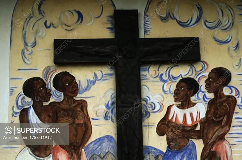 Zimbabwe, Matabeleland North Province, Bulawayo, Bulawayo Mission, African style religious murals representing biblical subjects