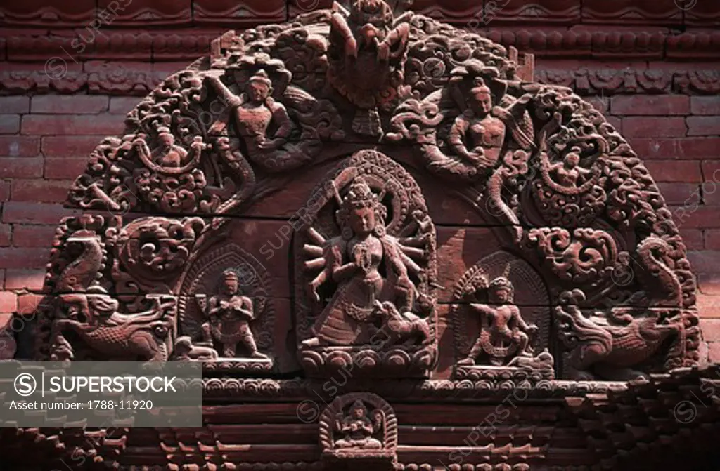 Nepal, Kathmandu Valley, Kathmandu, Shiva and Parvati Temple, detail