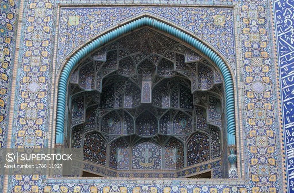 Iran, Esfahan, Maydan-e Emam, Masjed-e Emam Royal Mosque, detail