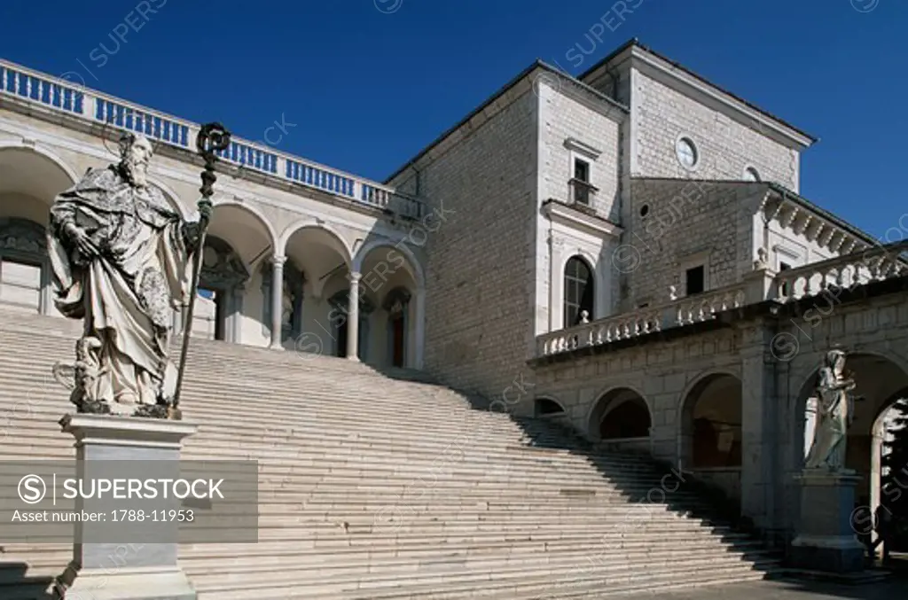 Italy, Lazio Region, Frosinone Province, Montecassino Abbey, main staircase