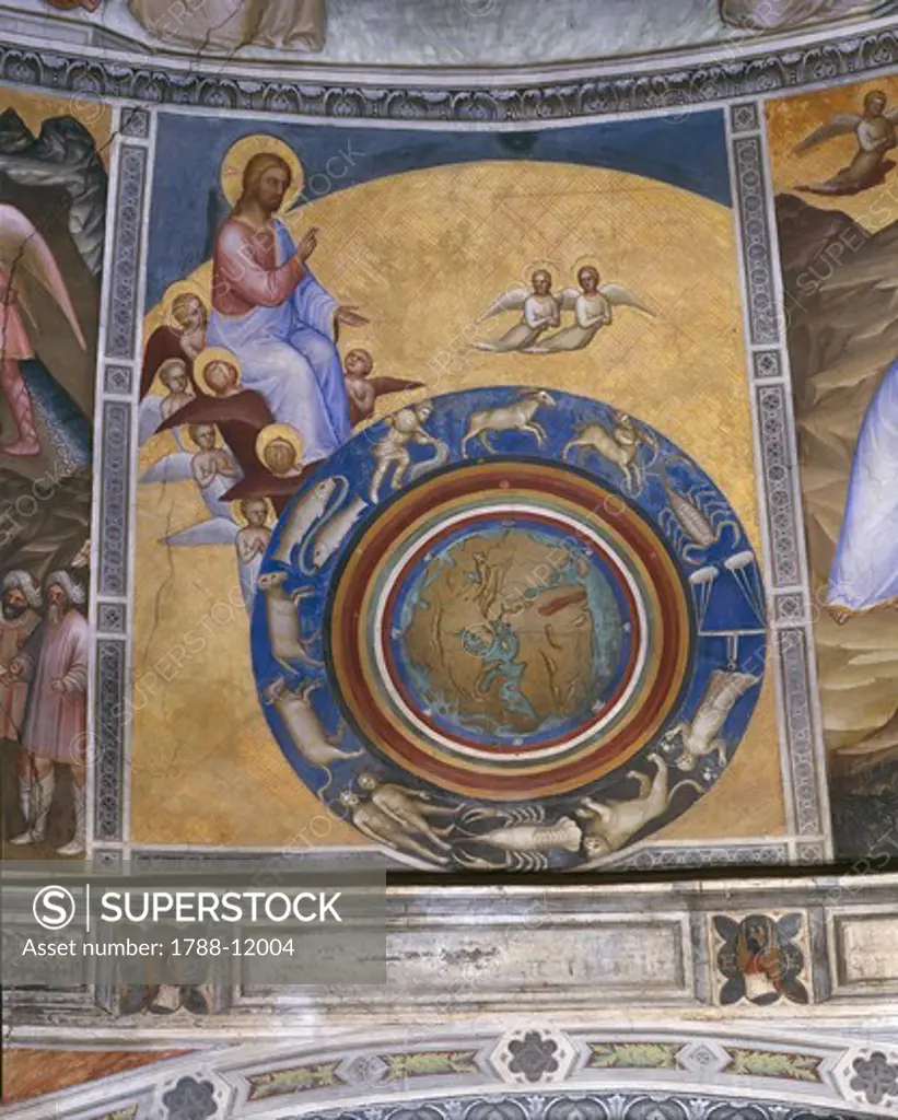 Italy, Veneto Region, Padua, Padua Cathedral, Baptistry, Stories of the Old Testament, detail with Creation of the World, fresco