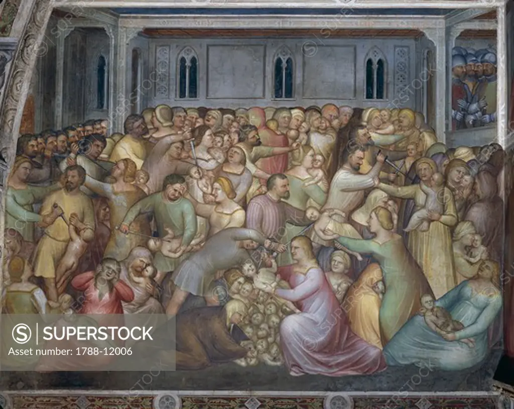Italy, Veneto Region, Padua, Padua Cathedral, Baptistry, Stories of the Old Testament, detail with  Massacre of the Innocents, fresco