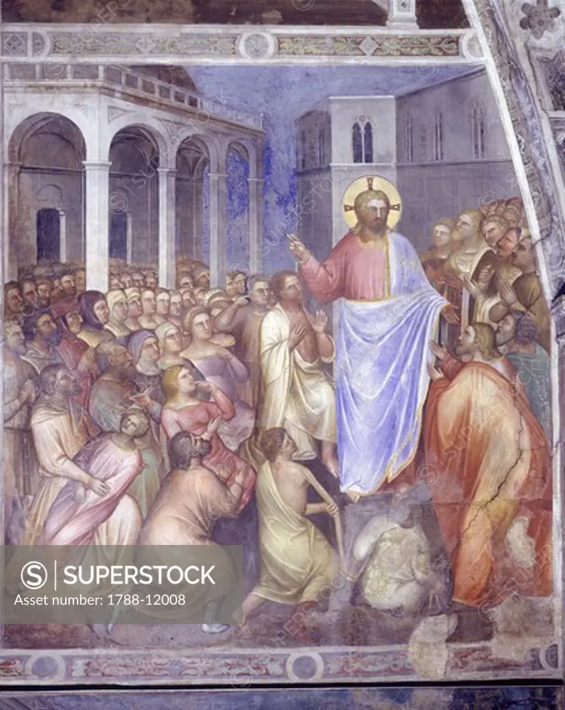 Italy, Veneto Region, Padua, baptistry of cathedral, Stories of the New Testament by Giusto de Menabuoi, fresco, detail with the Miracles of Jesus