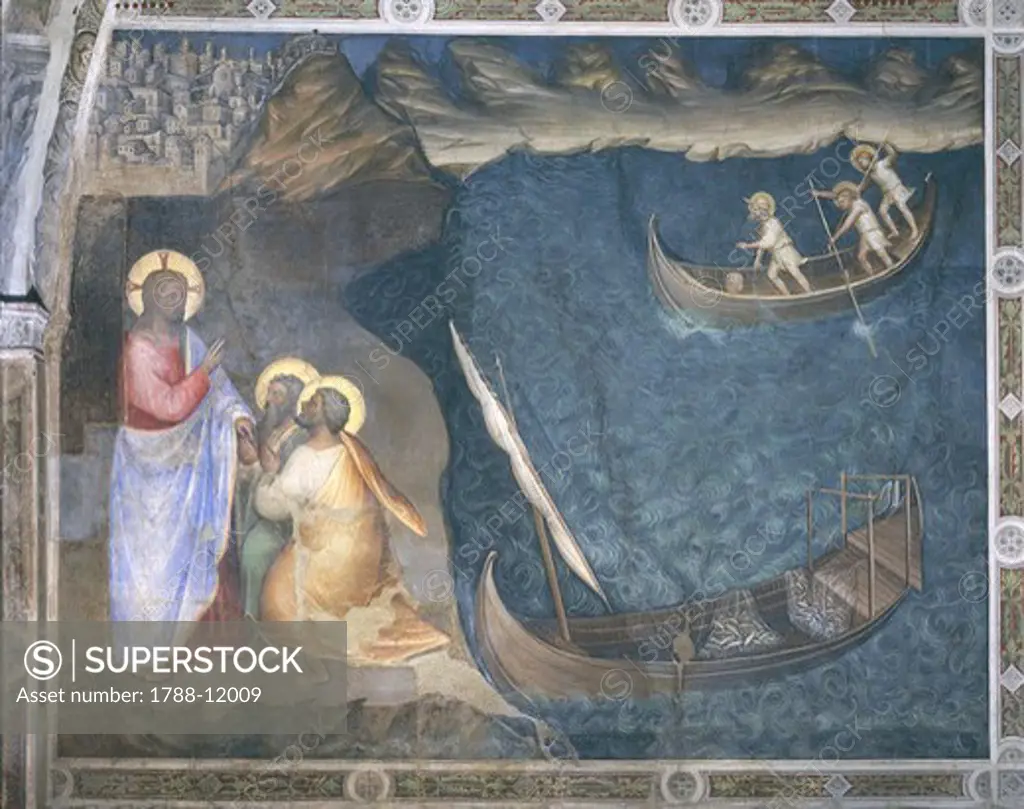 Italy, Veneto Region, Padua, Padua Cathedral, Baptistry, Stories of the New Testament, detail,  Jesus calls Andrew and Simon Peter, fresco