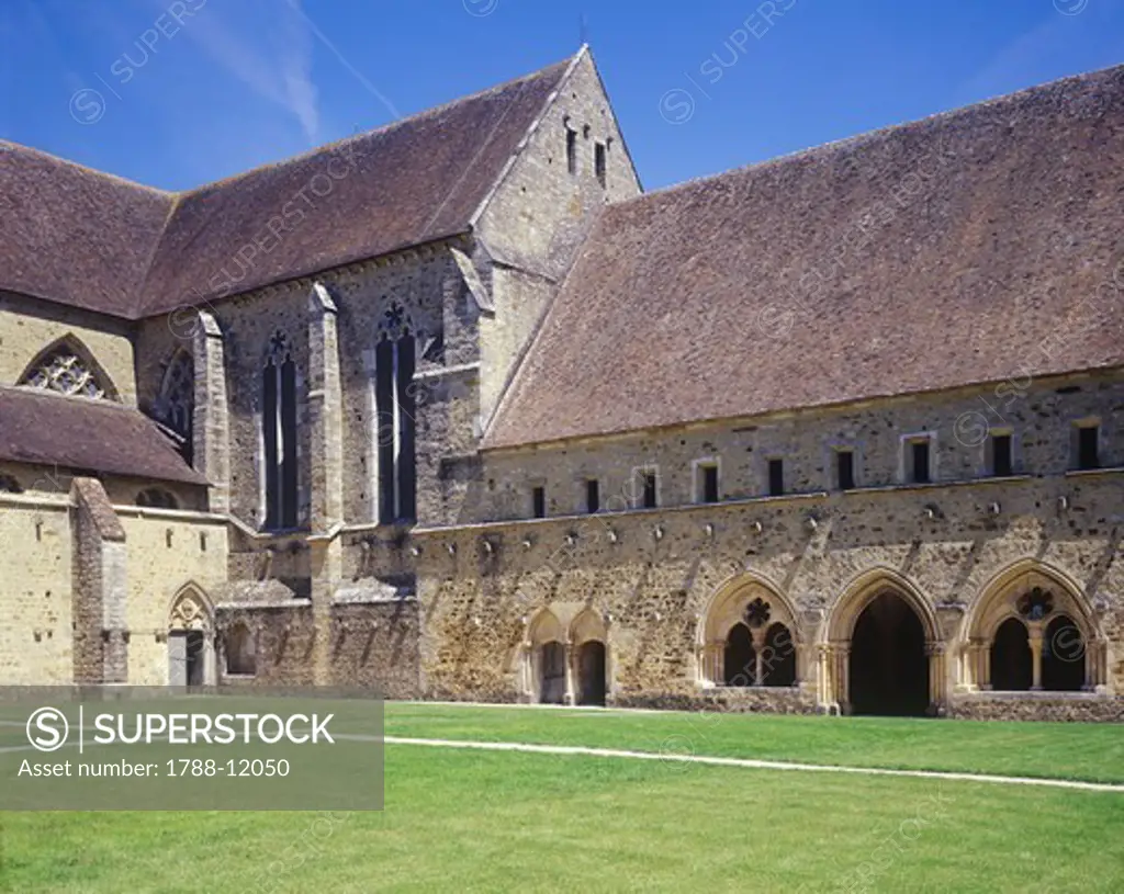 France, Pays de la Loire, Cistercian Abbey of L'Epau, church and the sacristy