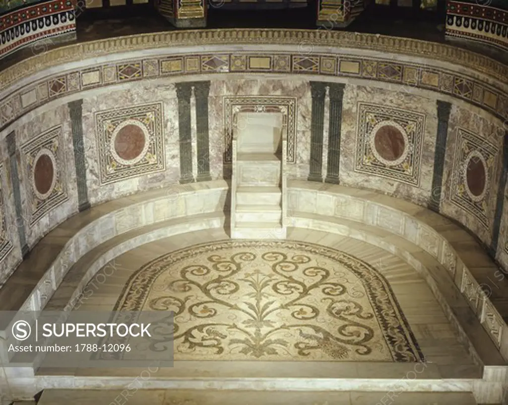 Italy, Emilia Romagna region, Ravenna, Basilica of San Vitale, apse mosaics and Bishop's cathedra