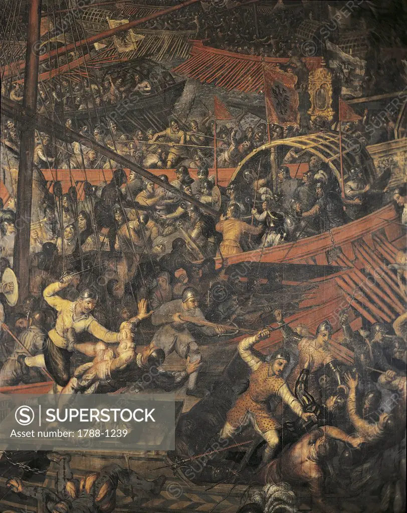 Italy - Veneto Region - Venice - Doge's Palace - Great Council Hall - The Doge Takes Prisoner Barbarossa's Son in the Battle of Salvore (1176) by Tintoretto - Detail