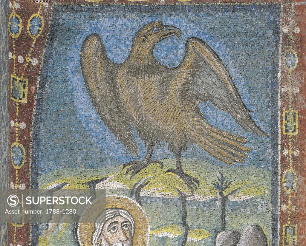 Italy - Emilia Romagna Region - Ravenna - Basilica of St. Vitalis - John the Evangelist - Detail of Eagle - Mosaic