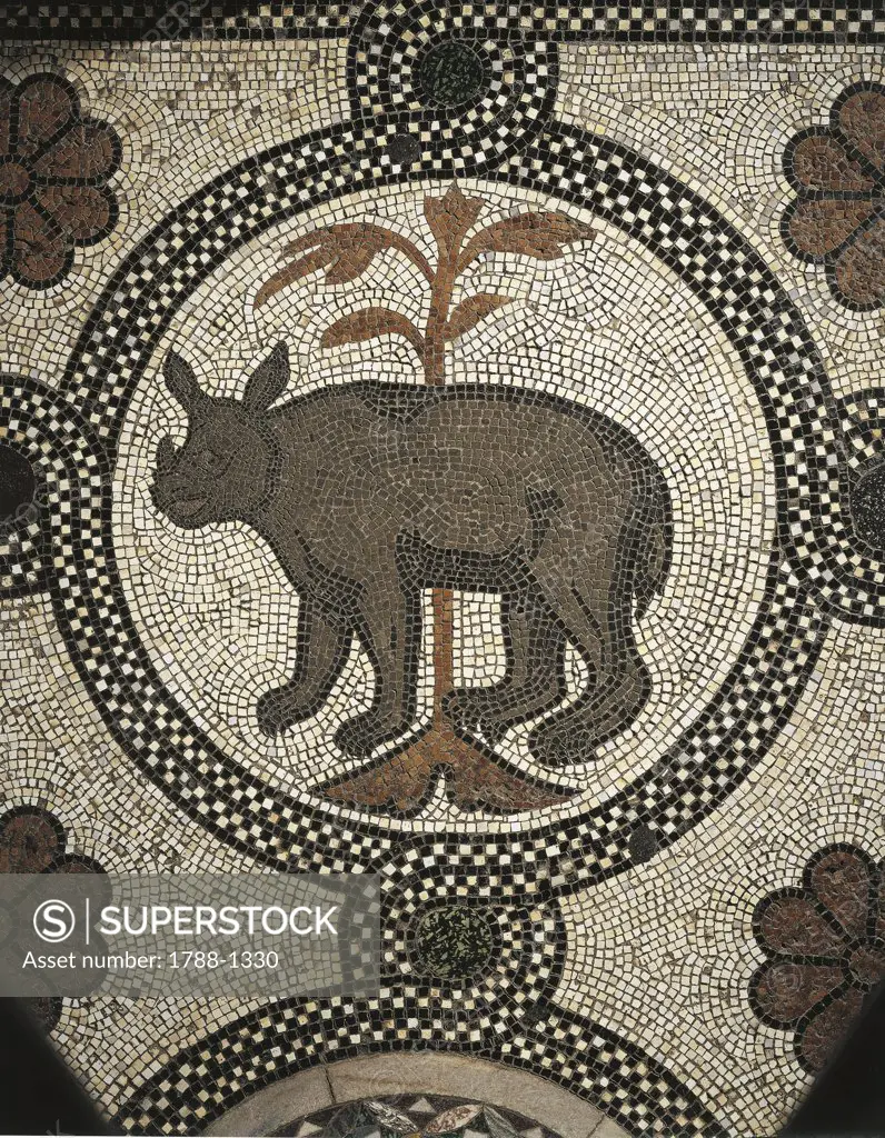 Italy - Veneto Region - Venice - St. Mark's Basilica - Rhinoceros - Mosaic flooring (12th century)