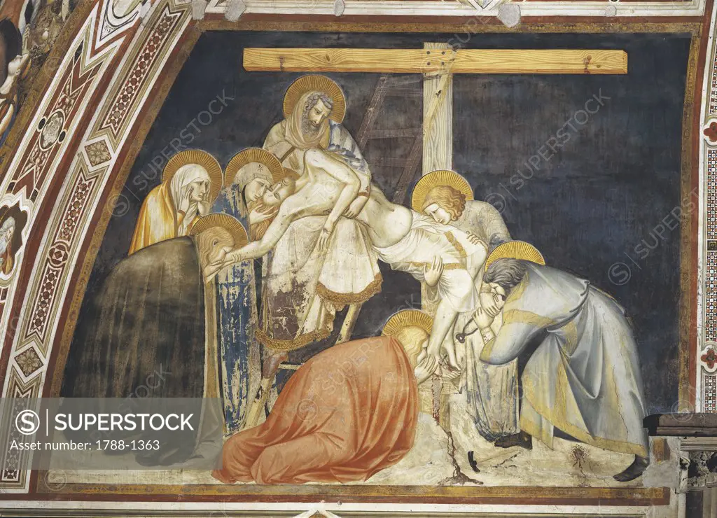 Italy - Umbria Region - Assisi - Basilica of St. Francis - Left transept frescoes - The Deposition by Pietro Lorenzetti (1320-1322), cm.232X327