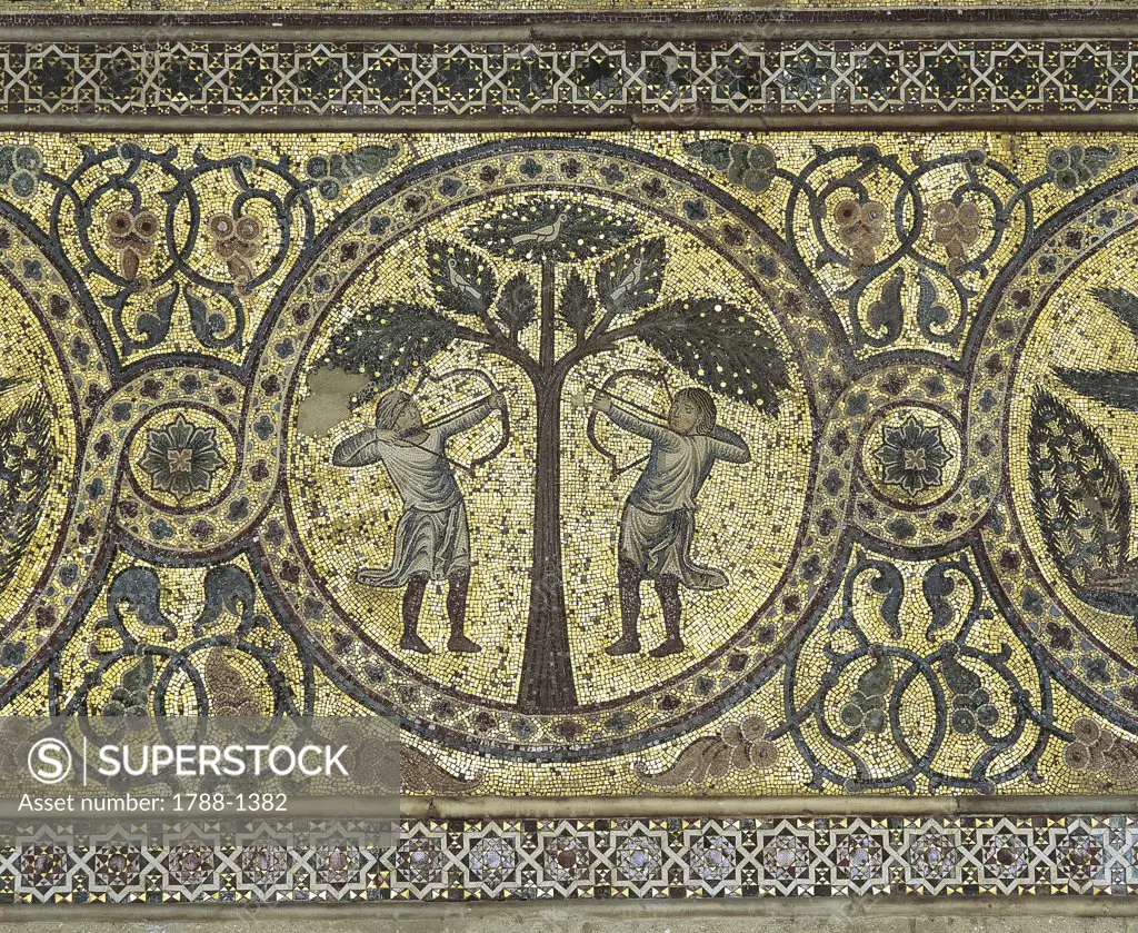 Italy - Sicily Region - Palermo - Zisa Palace (12th century, Norman period) - Mosaic work
