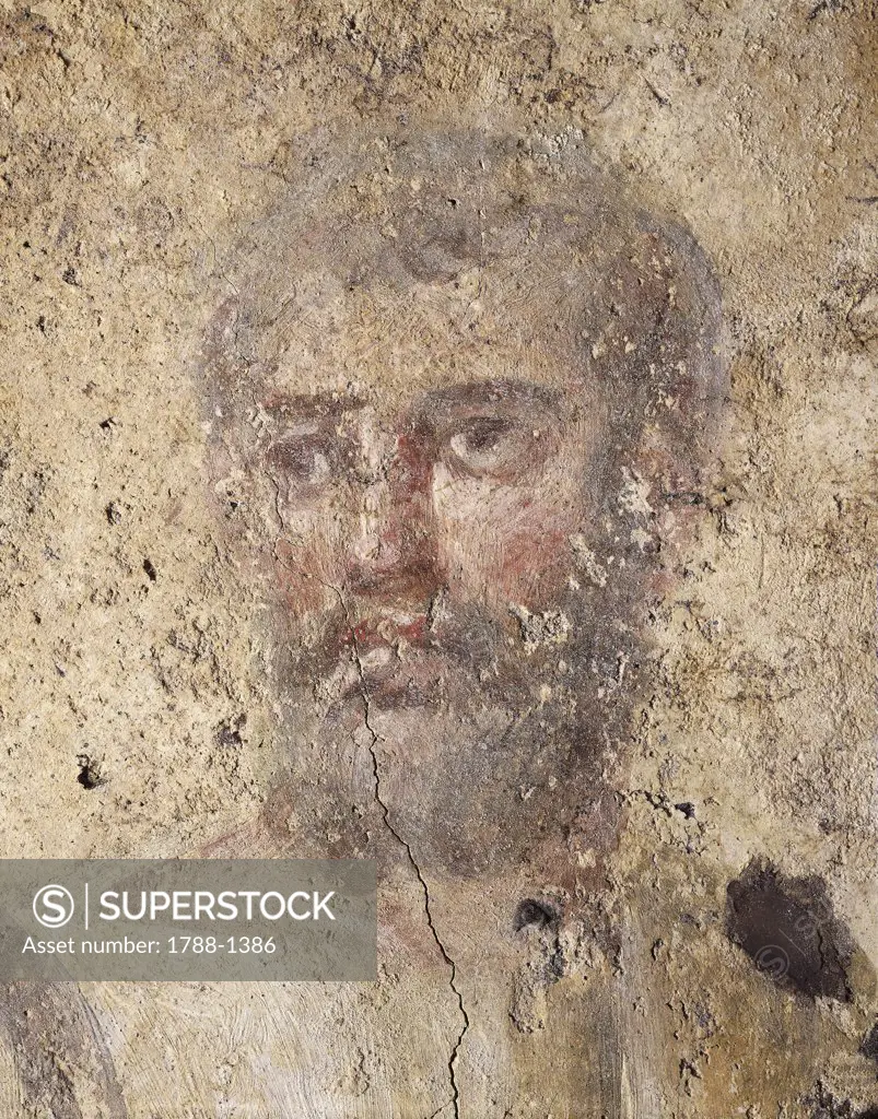 Italy - Lazio Region - Rome - Ipogeo degli Aureli (funerary complex) - Wall paintings - An apostle (3td century)