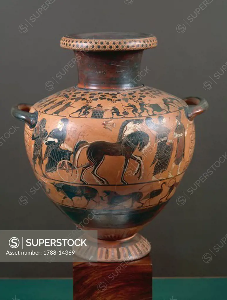 Black-figure hydria with apotheosis of Hercules, from Cerveteri, Rome Province