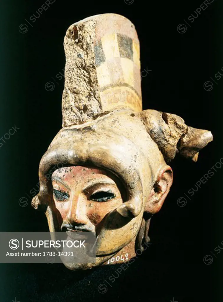 Italic civilizations, warrior head with Attic helmet from Mater Matuta Temple at Satricum, Volscian stronghold