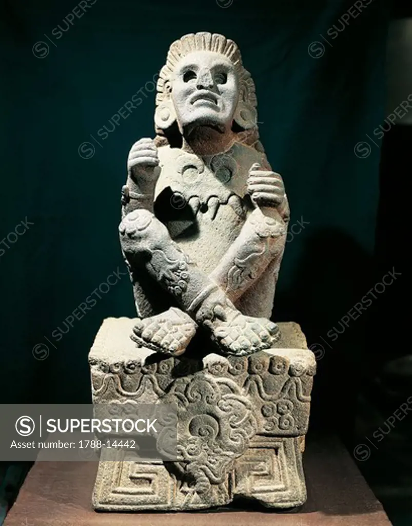 Statue portraying Xochipilli, God of flowers and love