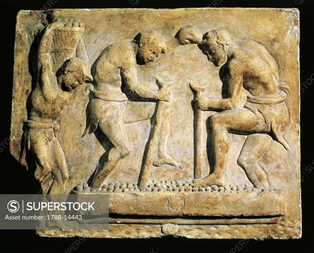 Relief portraying satyrs pressing grapes