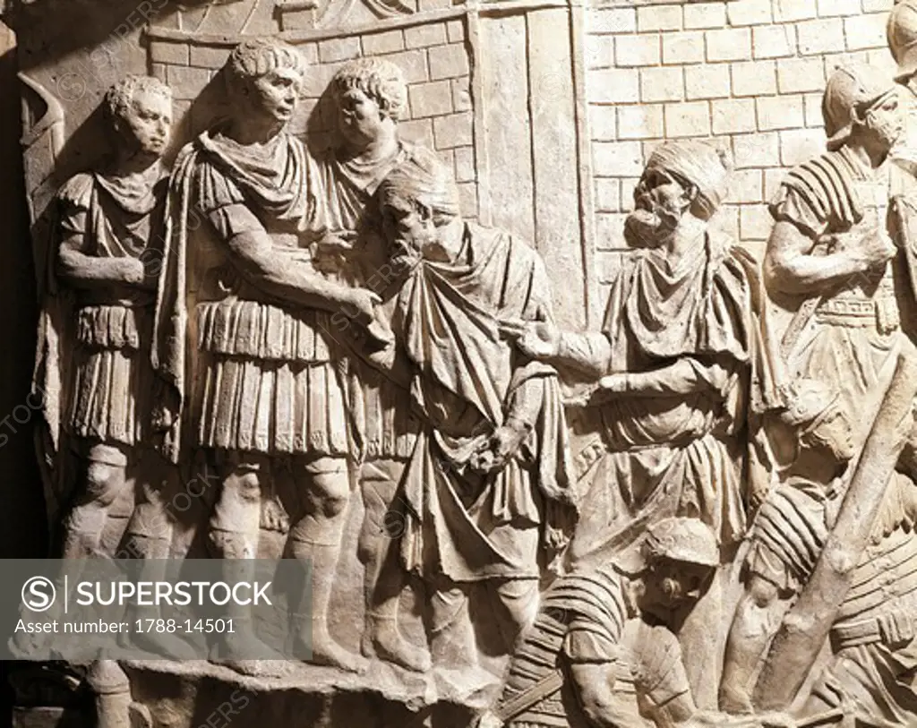 Plaster-cast from Trajan's Column, detail, Trajan receiving two Barbarian leaders