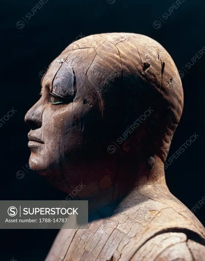Statue of Ka-aper also known as Sheikh el Bal, Sycamore wood, from Saqqara, Egypt