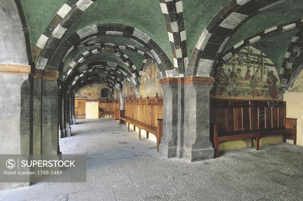 Italy - Valle d'Aosta Region - Issogne - Castle of Challant - Arcade Entrance