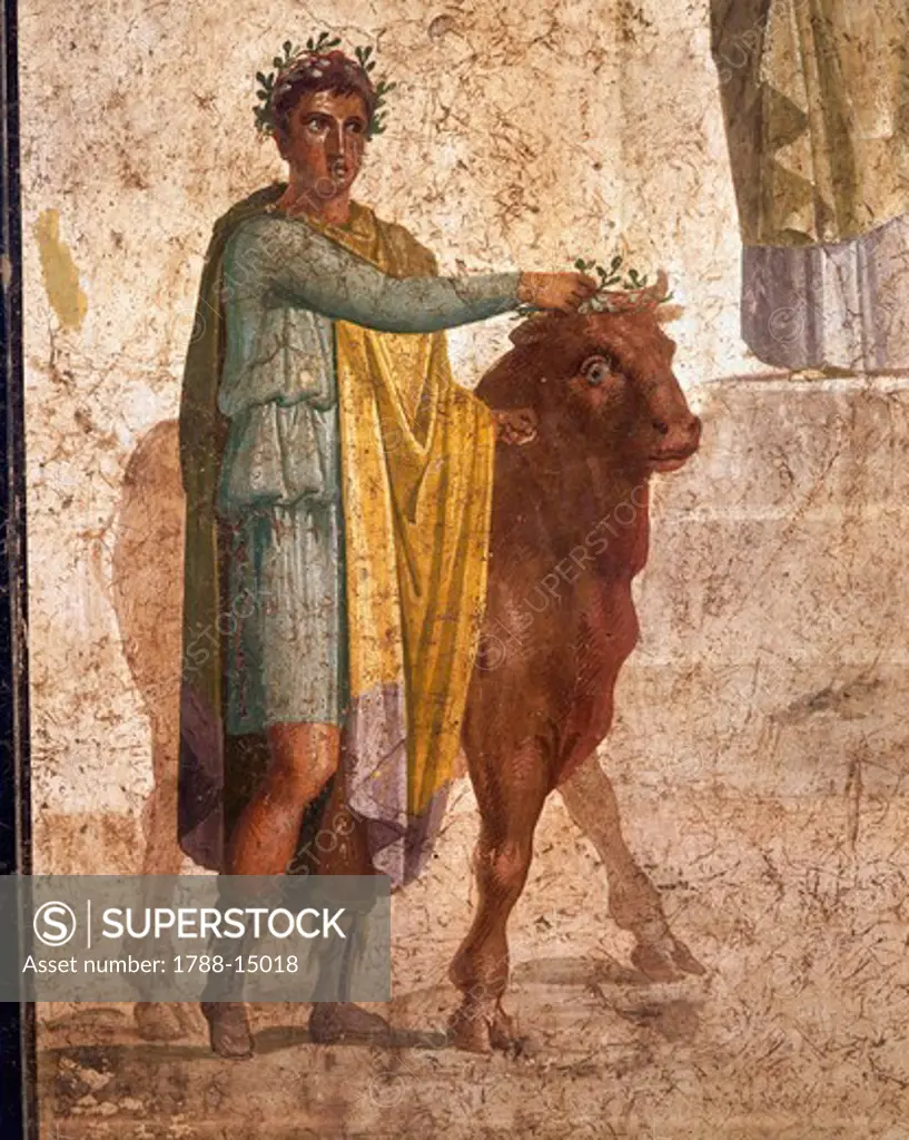 Roman civilization, Fresco portraying Jason and Pelias. From Pompeii