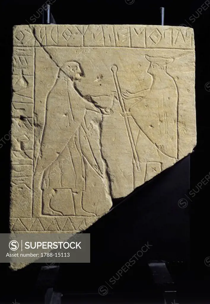 Italic civilizations, Paleovenetians, funerary stele with scenes of farewell between husband and wife, from Camin, Padova