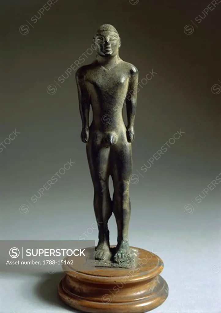 Italy, Grosseto Province, Talamone, Bronze statue depicting Kouros