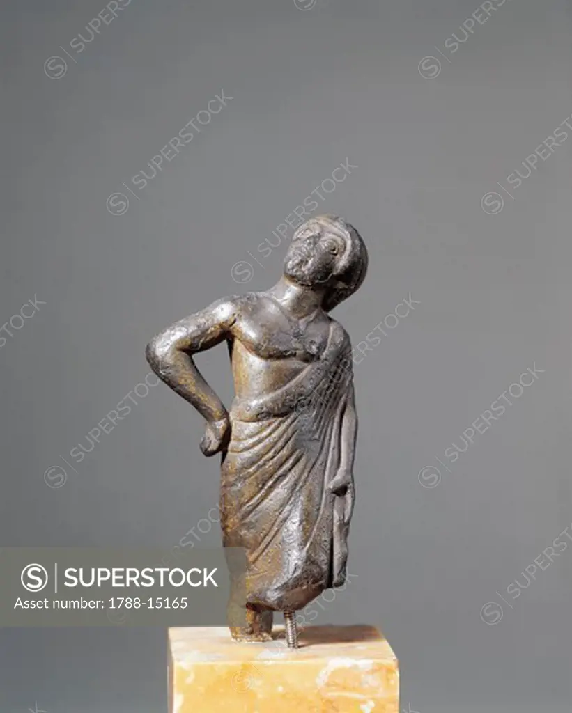 Bronze statue depicting augur, ancient Roman religious official