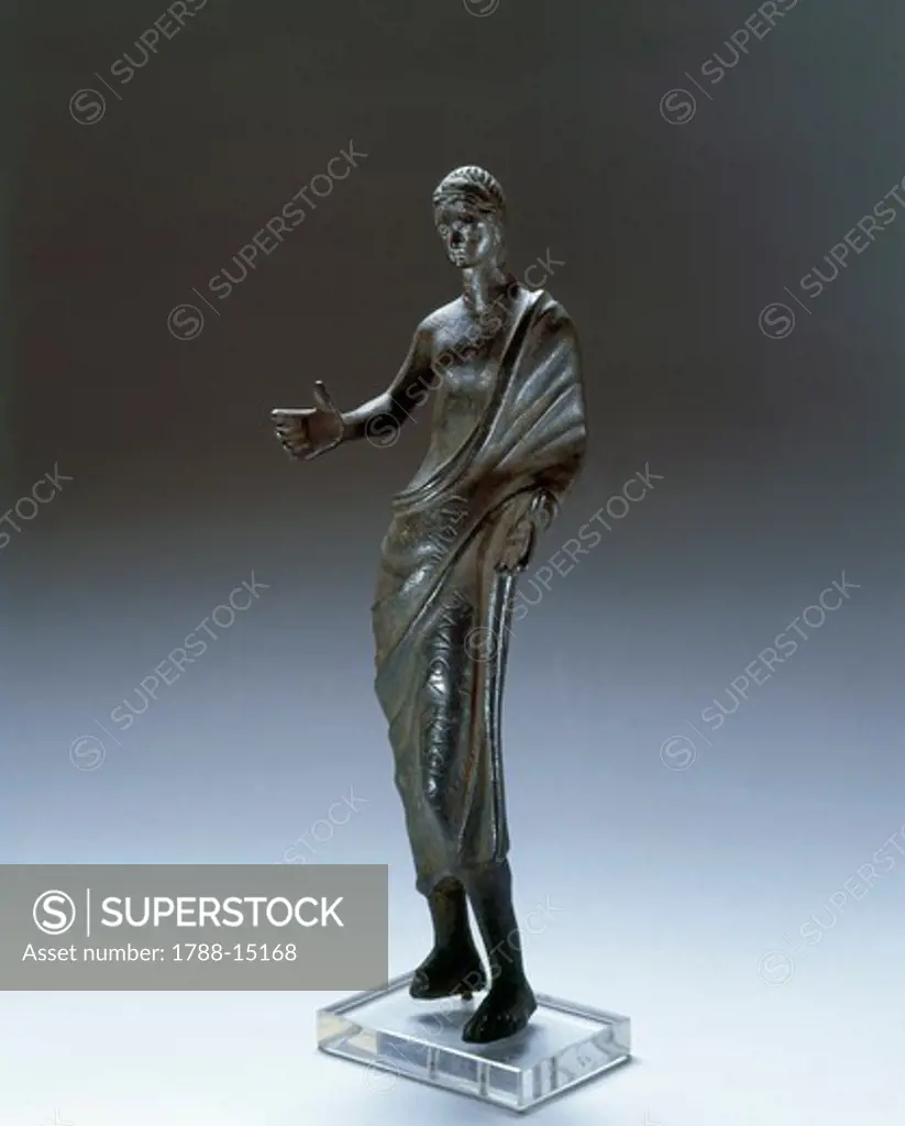 Italy, Orvieto, Bronze statue depicting praying figure