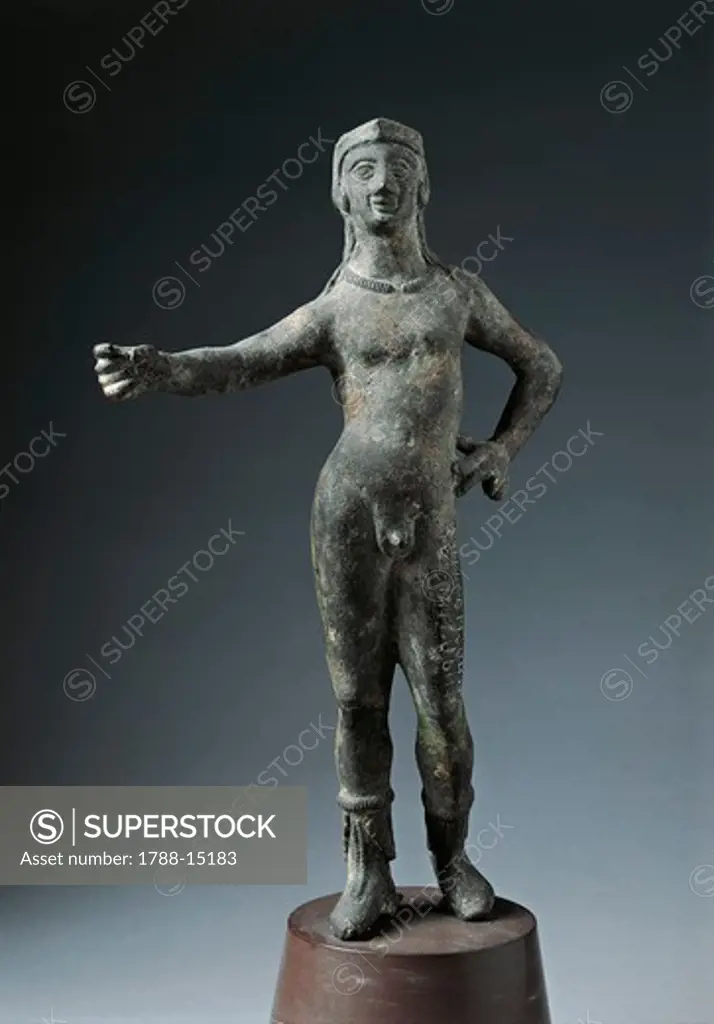 Italy, Arezzo Province, Cortona, Bronze statue of God Culsans
