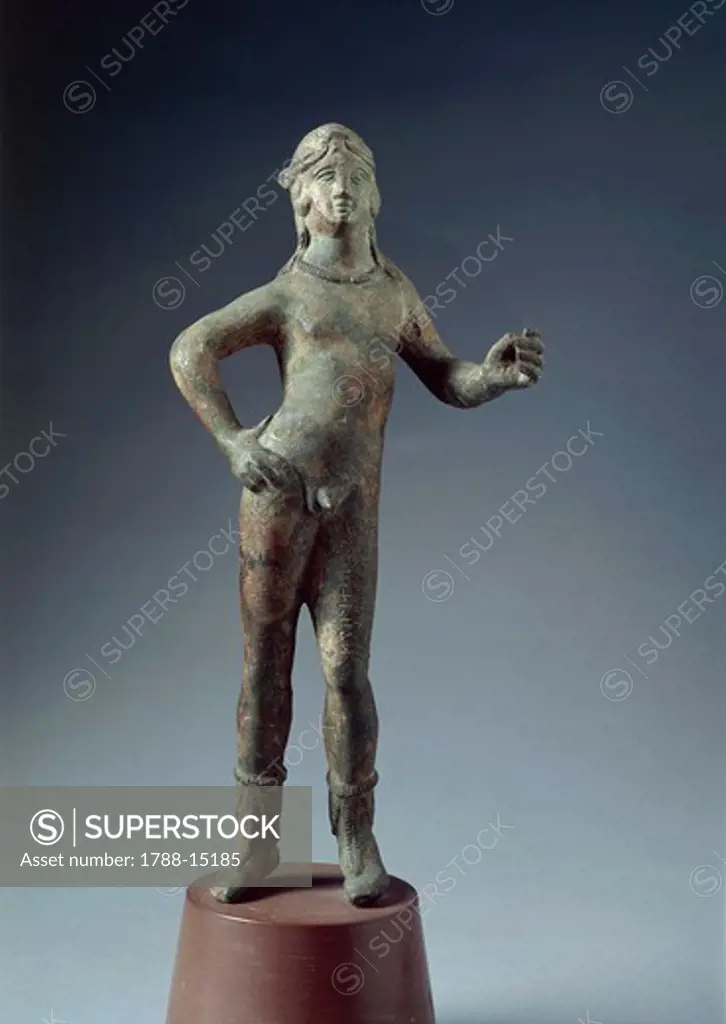 Italy, Arezzo Province, Cortona, Boario, Bronze statue depicting God Selvans