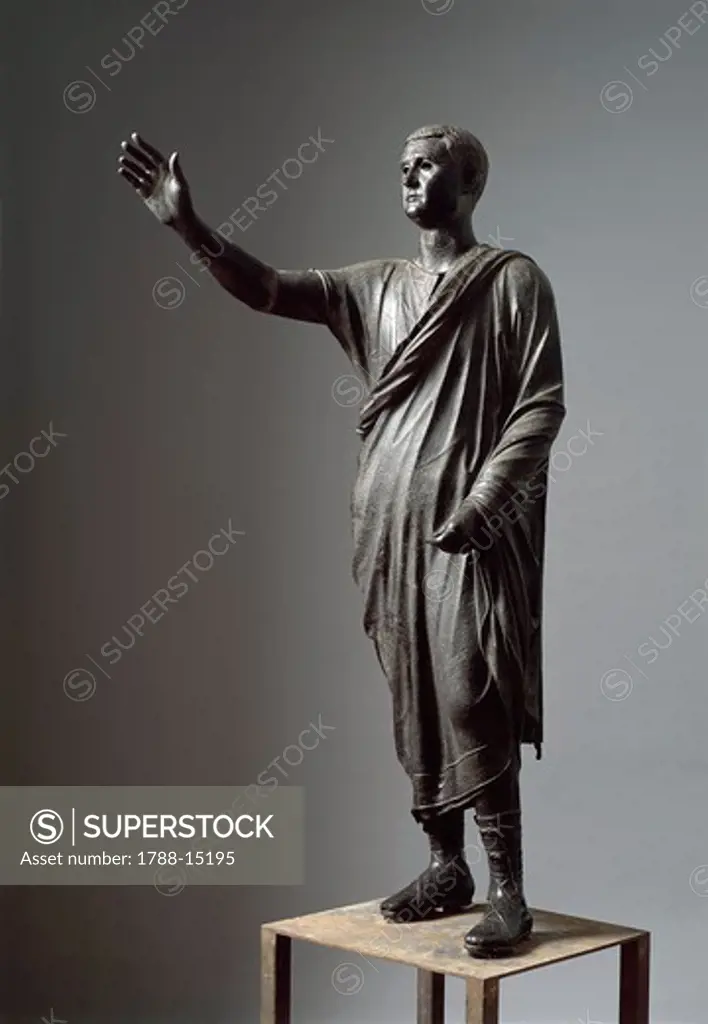 The Arringatore' (orator), bronze statue, 80 b.c., from Pila (Perugia)