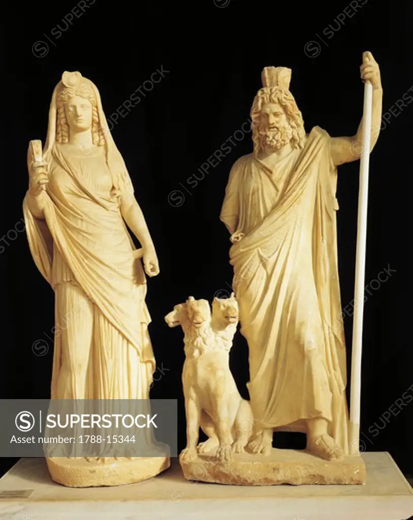 Crete, Gortina, Shrine of Isia, Statue of Proserpine and Pluto with Cerberus