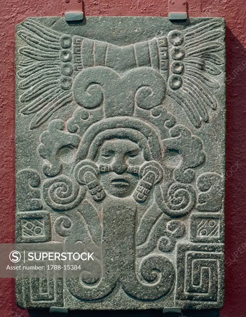 Relief on stone depicting birth of Quetzalcoatl, Mexico