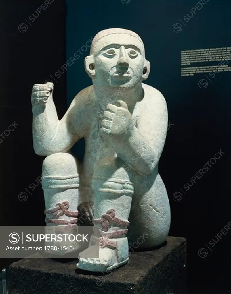Mexico, Chichen Itza, Standard-bearing statue used as support for altar