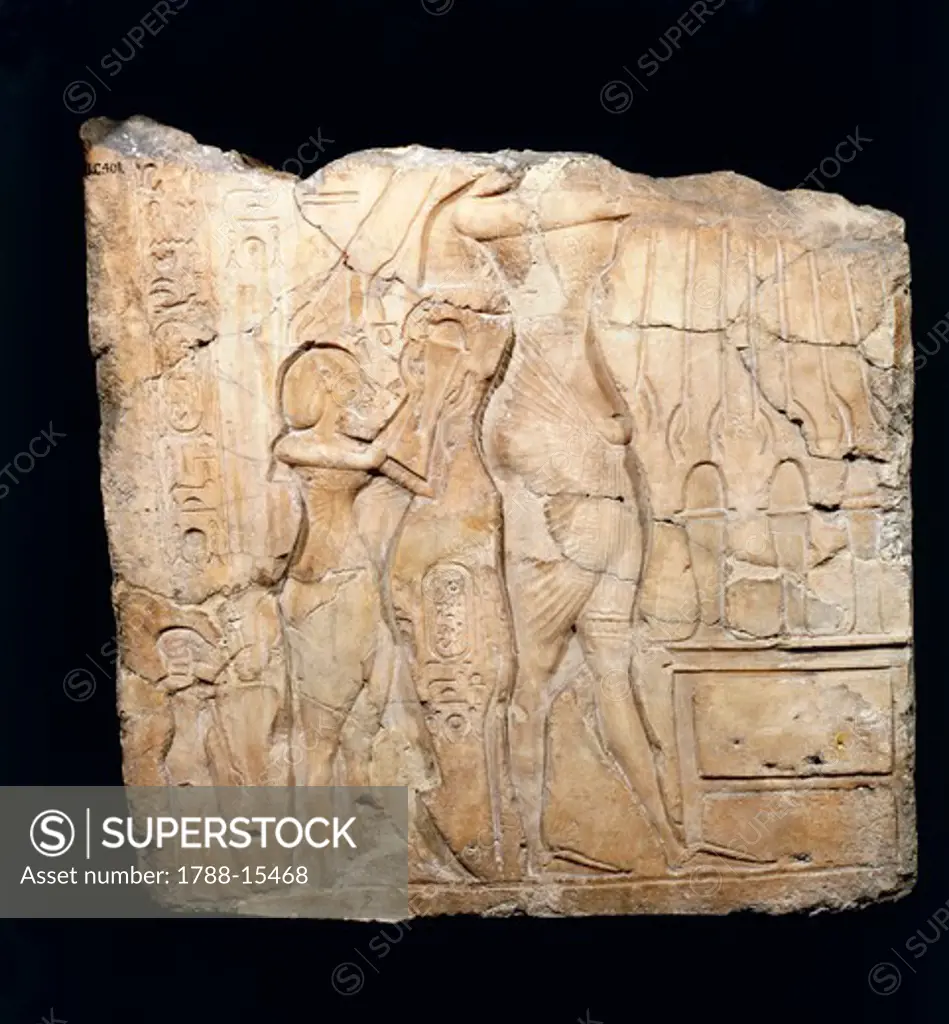 Relief in alabaster of Pharaoh Akhenaten, from the Royal Palace of Tell el-Amarna