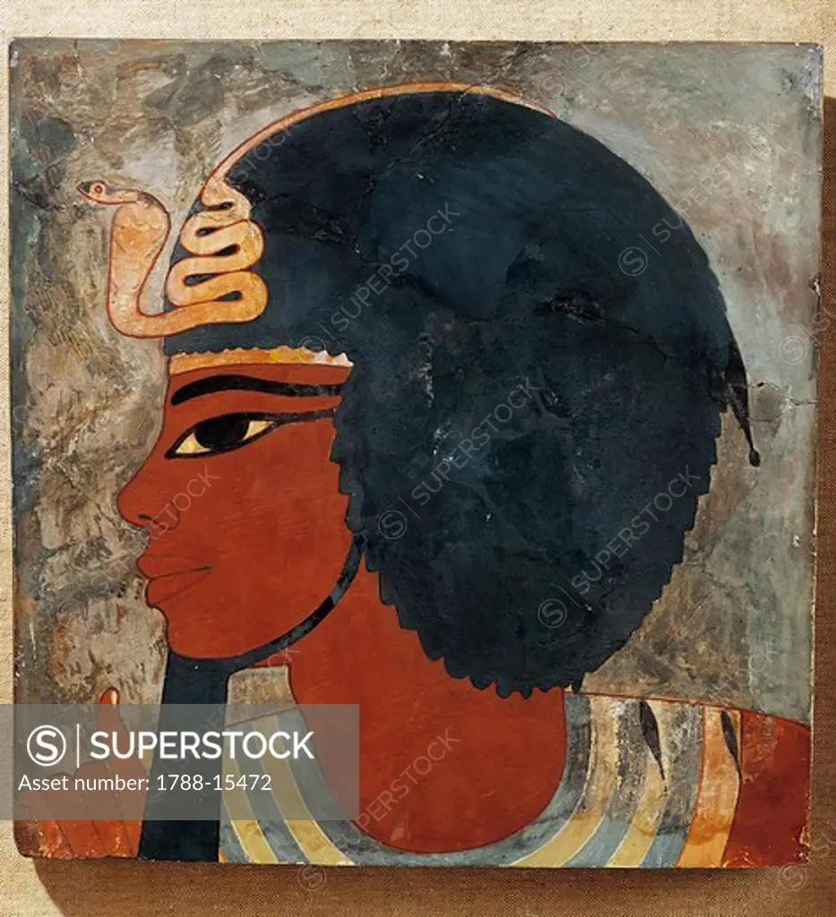Egyptian civilization, New Kingdom, Dynasty XVIII. Portrait of Pharaoh Amenophis III, fresco