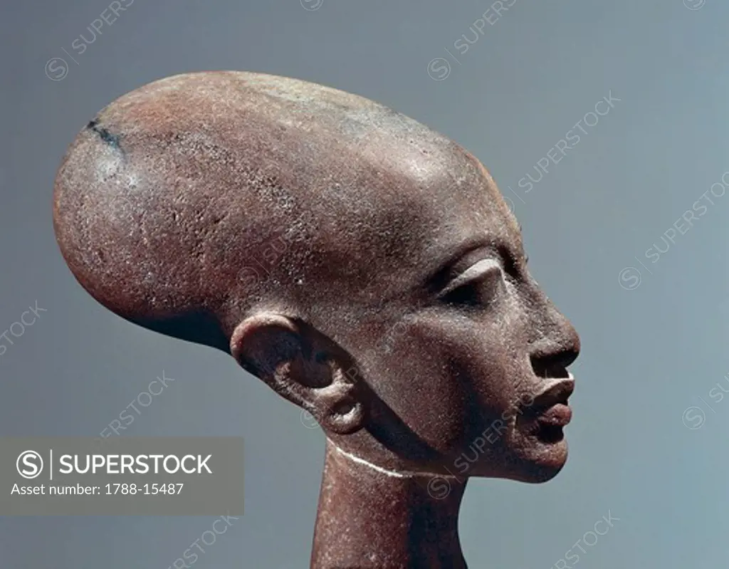 Egyptian civilization, Quartzite head of princess, daughter of Pharaoh Akhenaton. From Tell al-Amarna