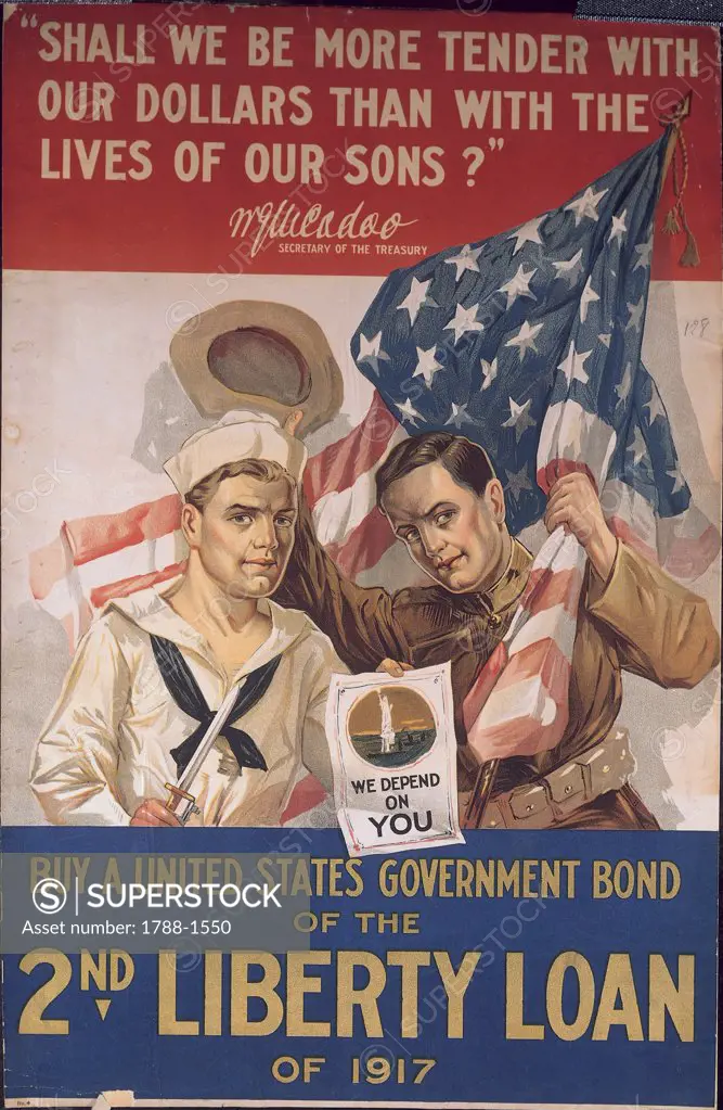 World War I - 20th century - War propaganda. U.S. poster launches 2nd Liberty Loan of 1917