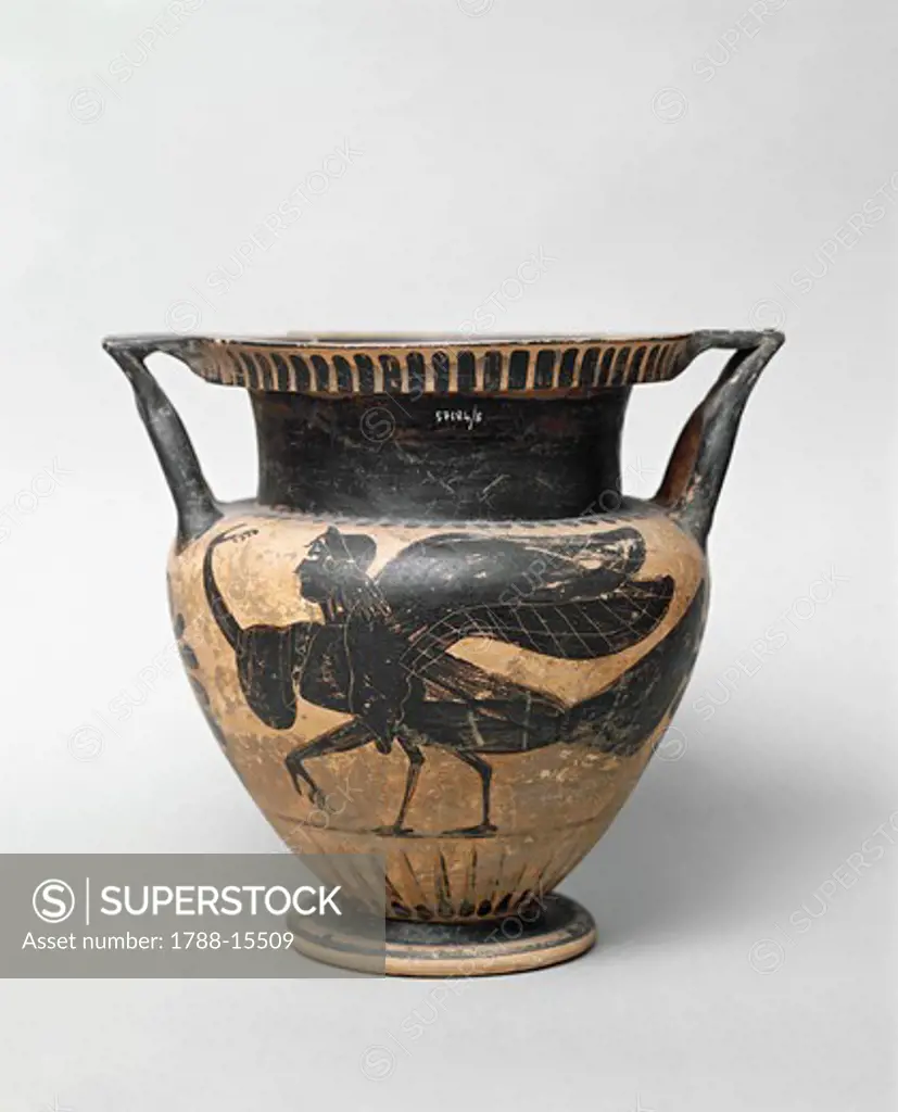 Etruscan krater with figures portraying a Harpy