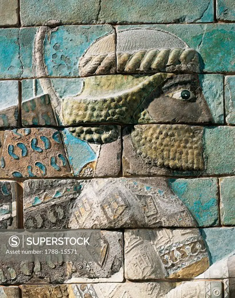 Detail of frieze of Archers of polychrome glazed brick, from Palace of Darius I, from Shush (ancient Susa), Iran