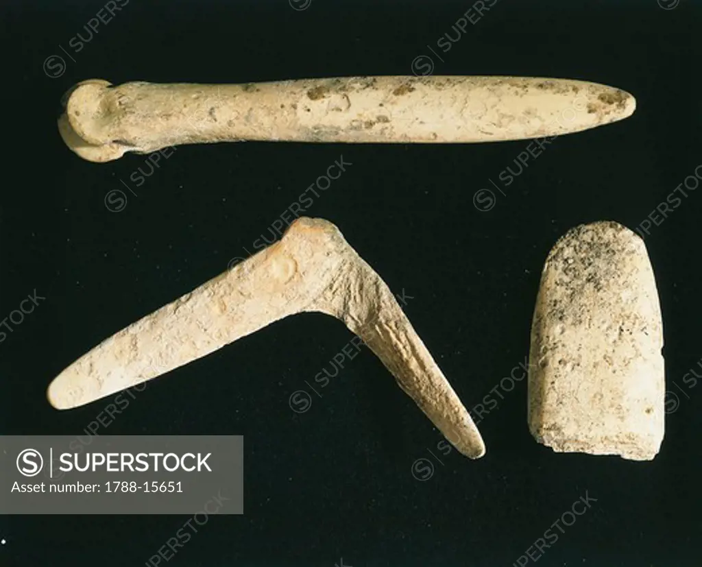 Bone tools from Belvedere Natural Archaeological Park nearby Cetona (province of Siena)