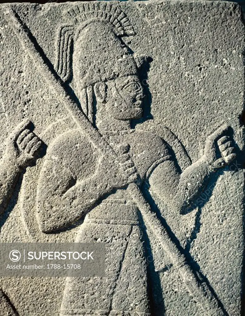 Slab with relief depicting a Hittite warrior, from Carchemish, Turkey