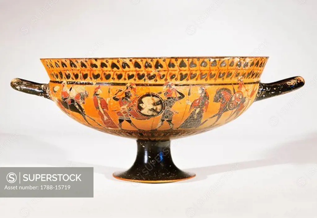 Attic Siana cup depicting Hoplite warriors