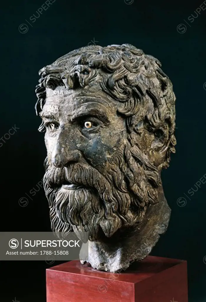 Bronze head of a philosopher from Antikythera, Greece